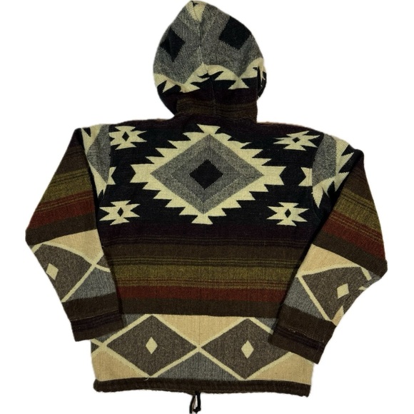 VINTAGE Unisex Men's Native American Southwestern Zip Up Sweater sz Sm Alpaca - Picture 2 of 8